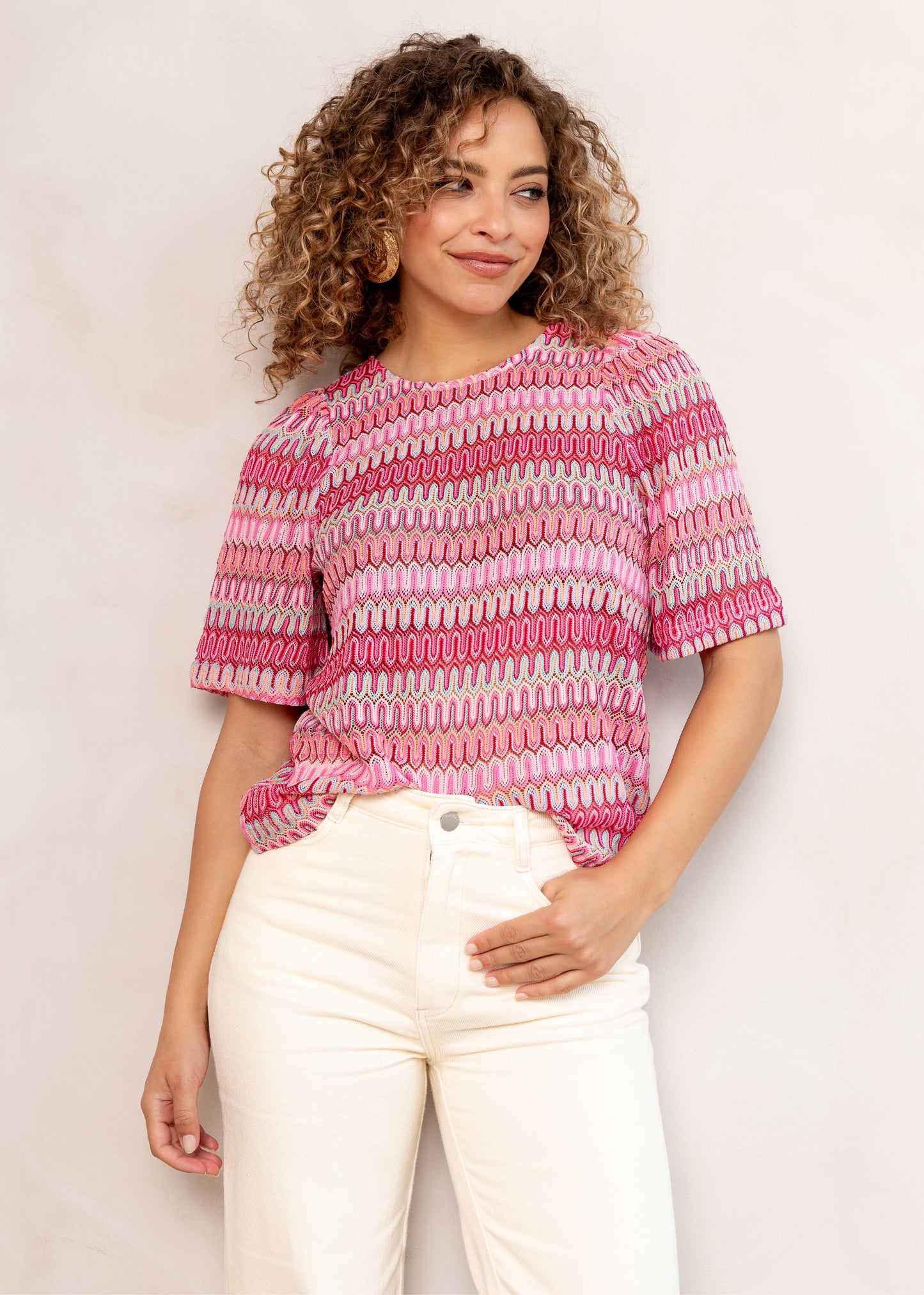 Bjork SS Top Multi Roze