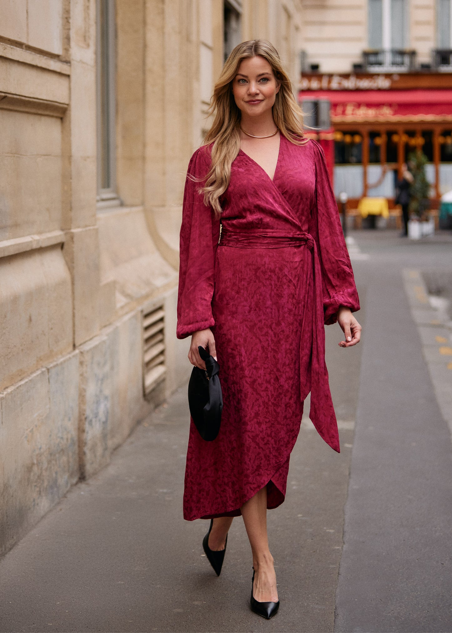 Blossom Dress Midi Beet red