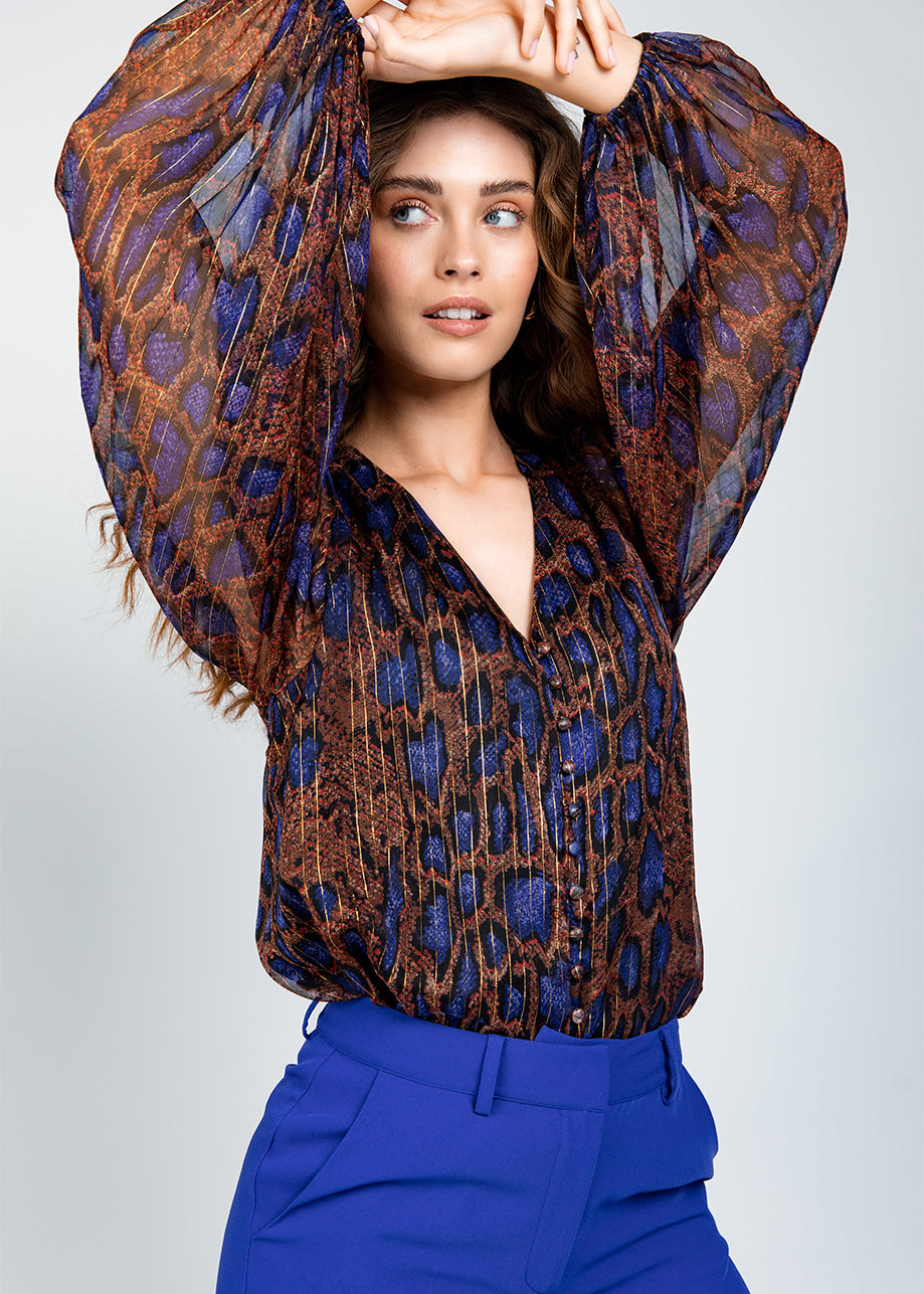Leandra Blouse Snake Brown