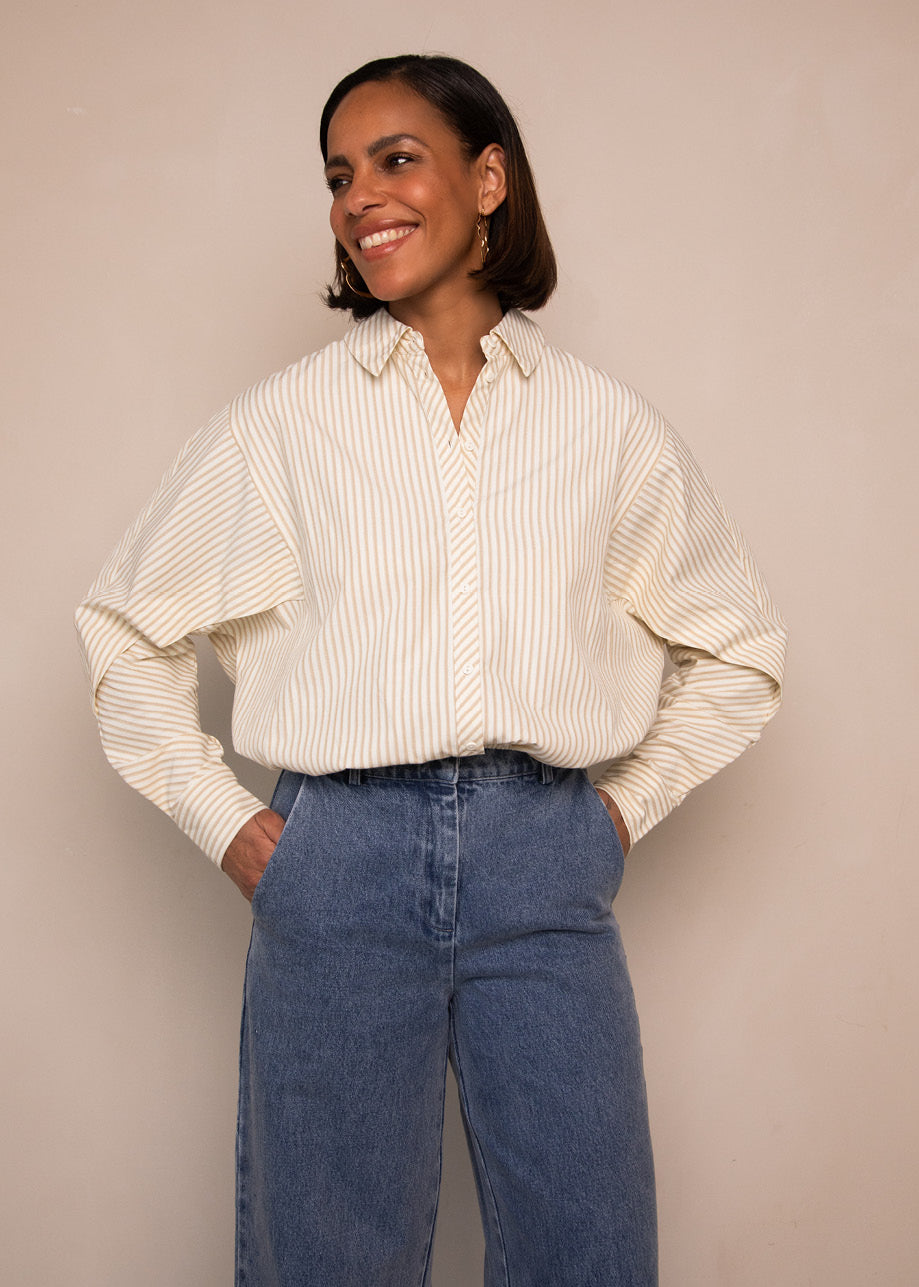 Blair Blouse Off-white/Camel
