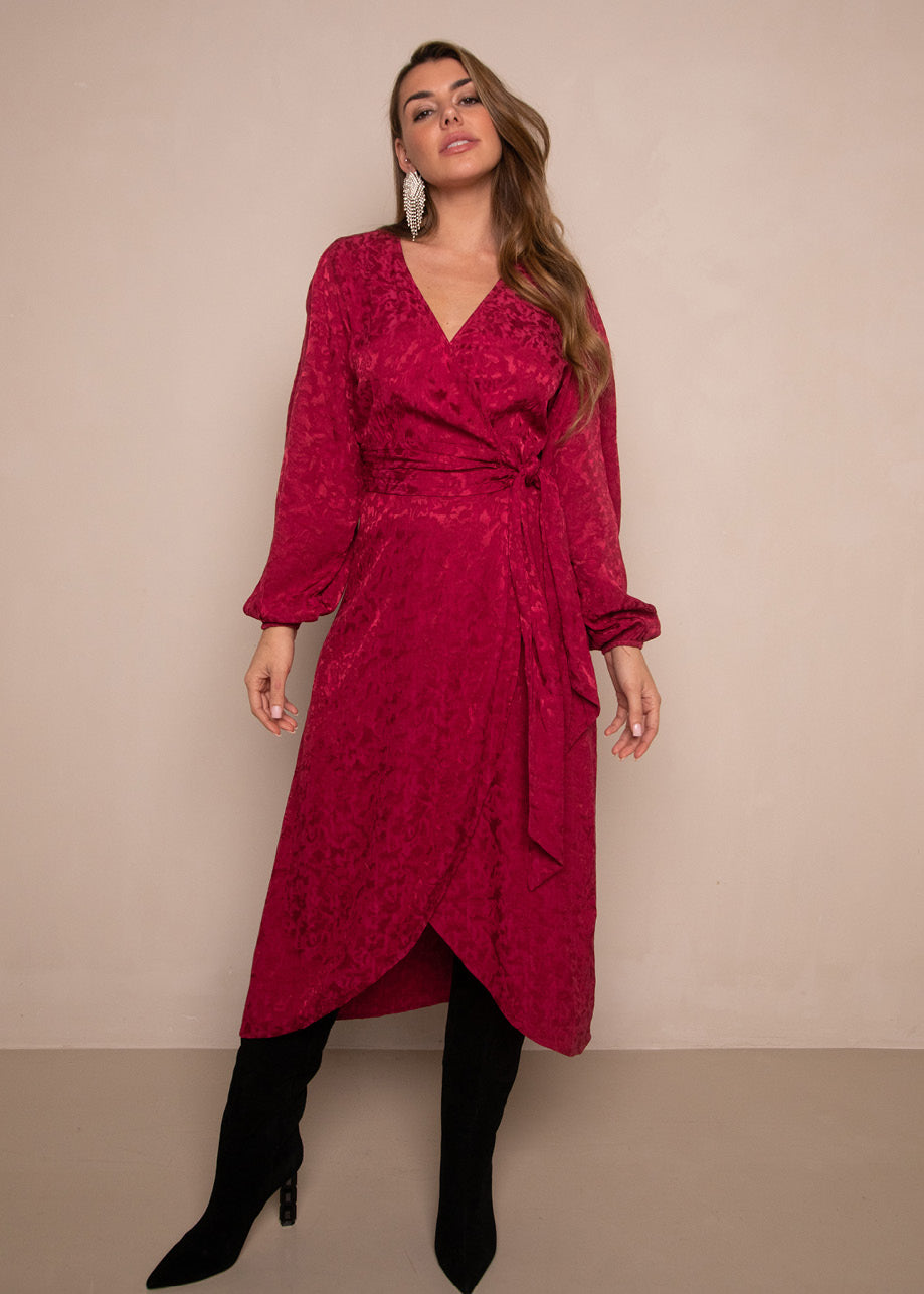 Blossom Dress Midi Beet red