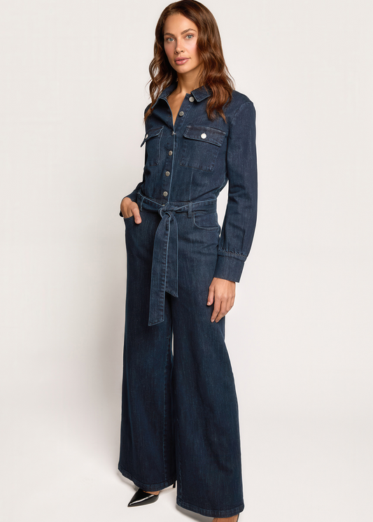 Armell Raw Stretch Jumpsuit - Indigo Blue