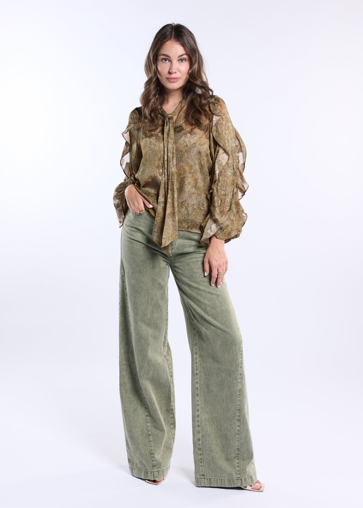 Melody Wide Pants - Olive Green
