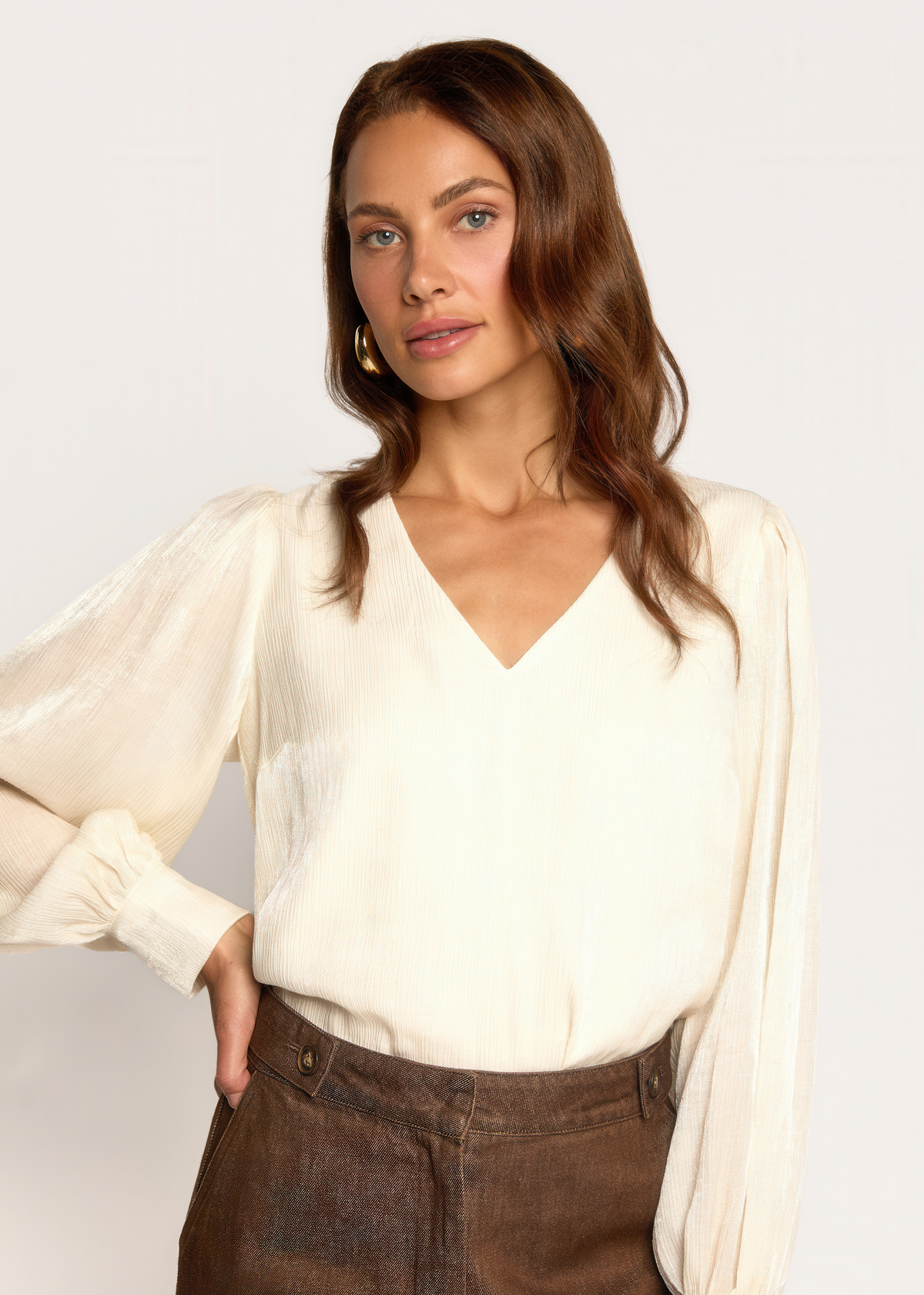 Beandra Flowy Blouse - Salty White