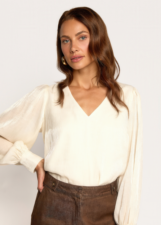 Beandra Flowy Blouse - Salty White
