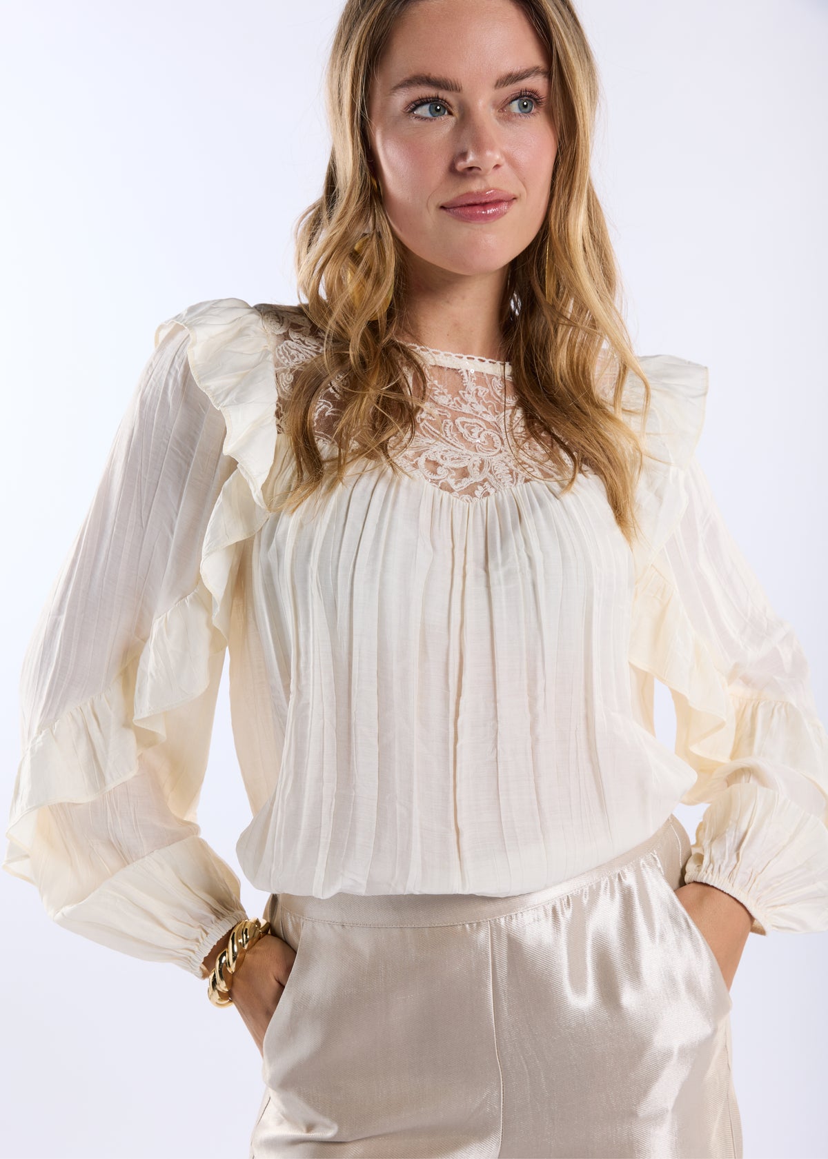 Panthea Wide Pants - Champagne