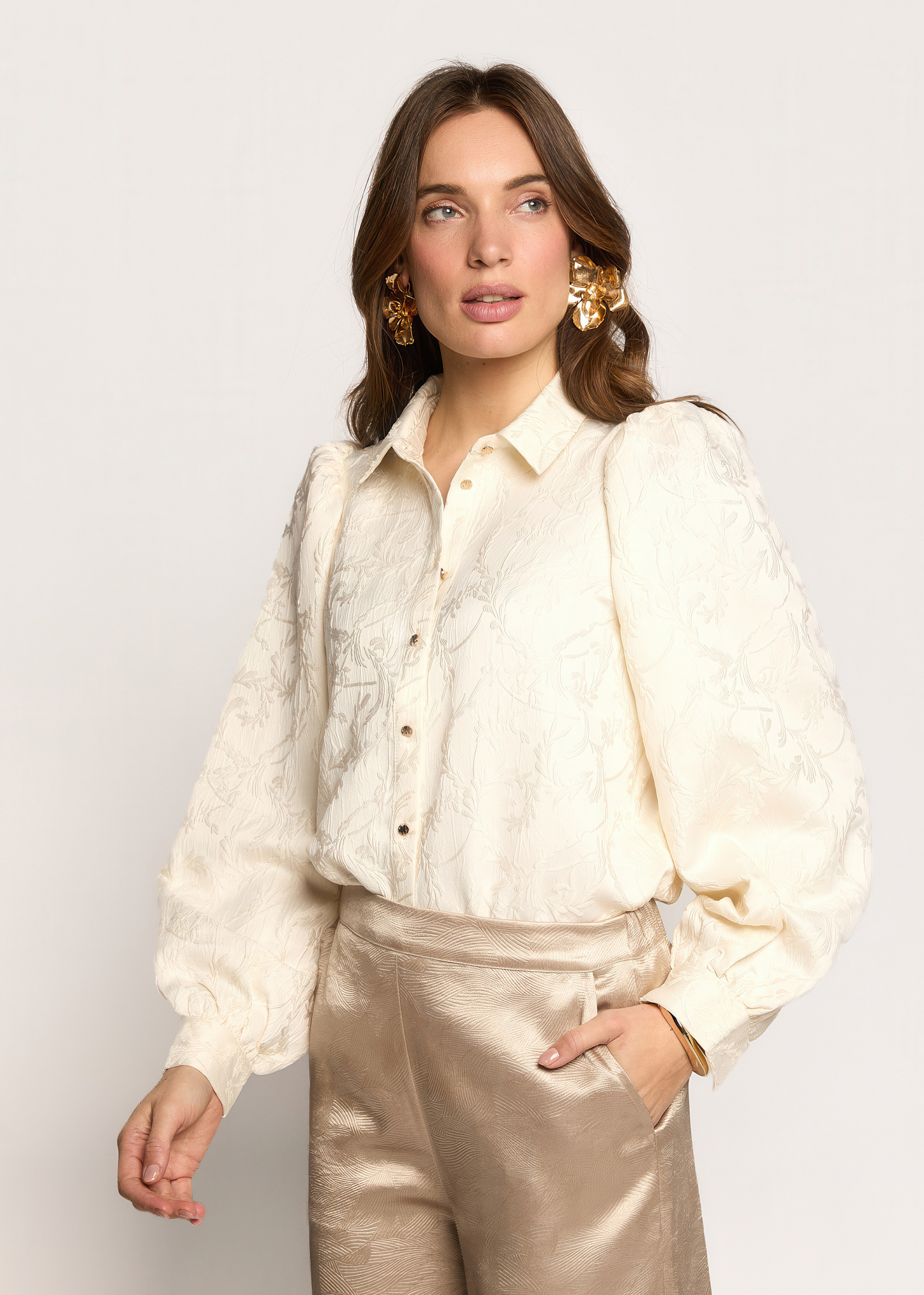 Benda Gestructureerde Blouse - Salty White