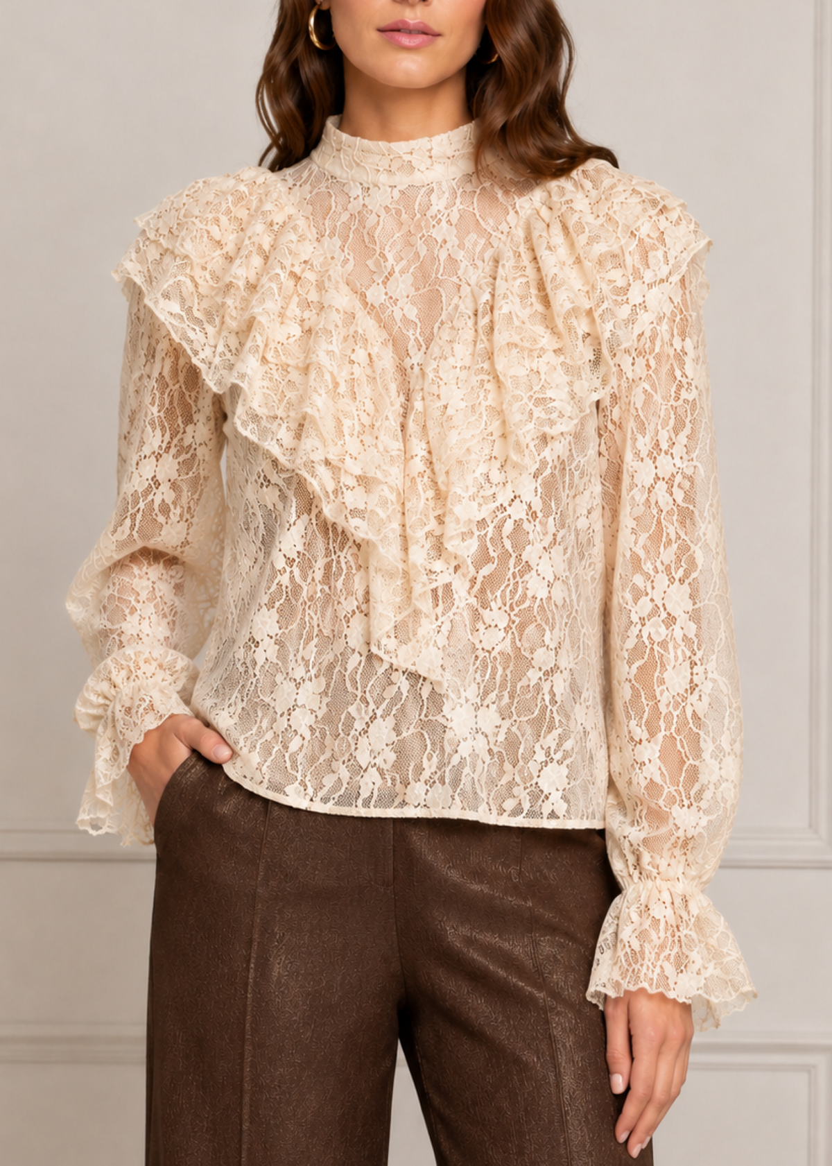 Bernadette Lace Blouse - Soft Vanilla