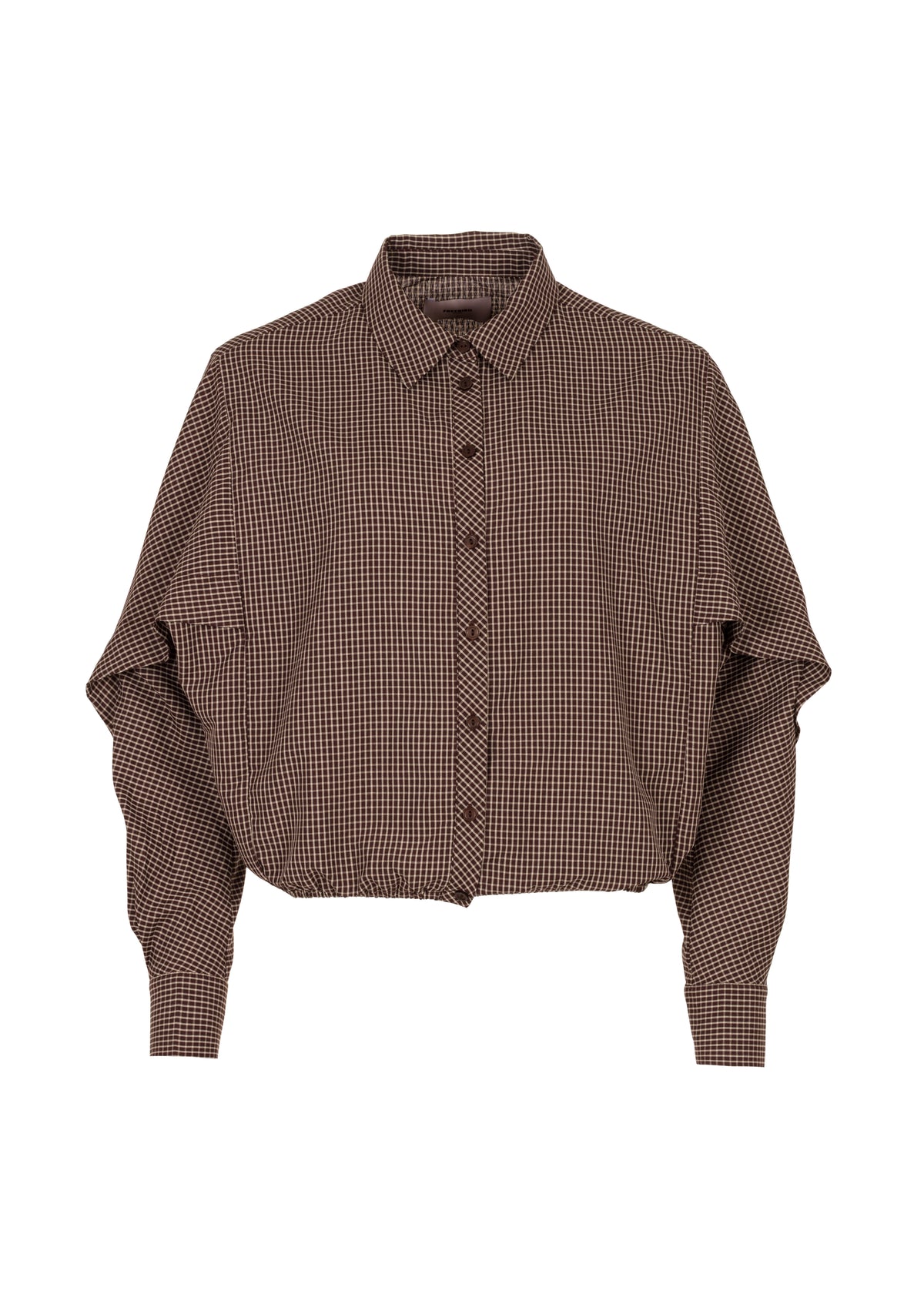 Blair Wide Drawstring Blouse - Chocolate Check