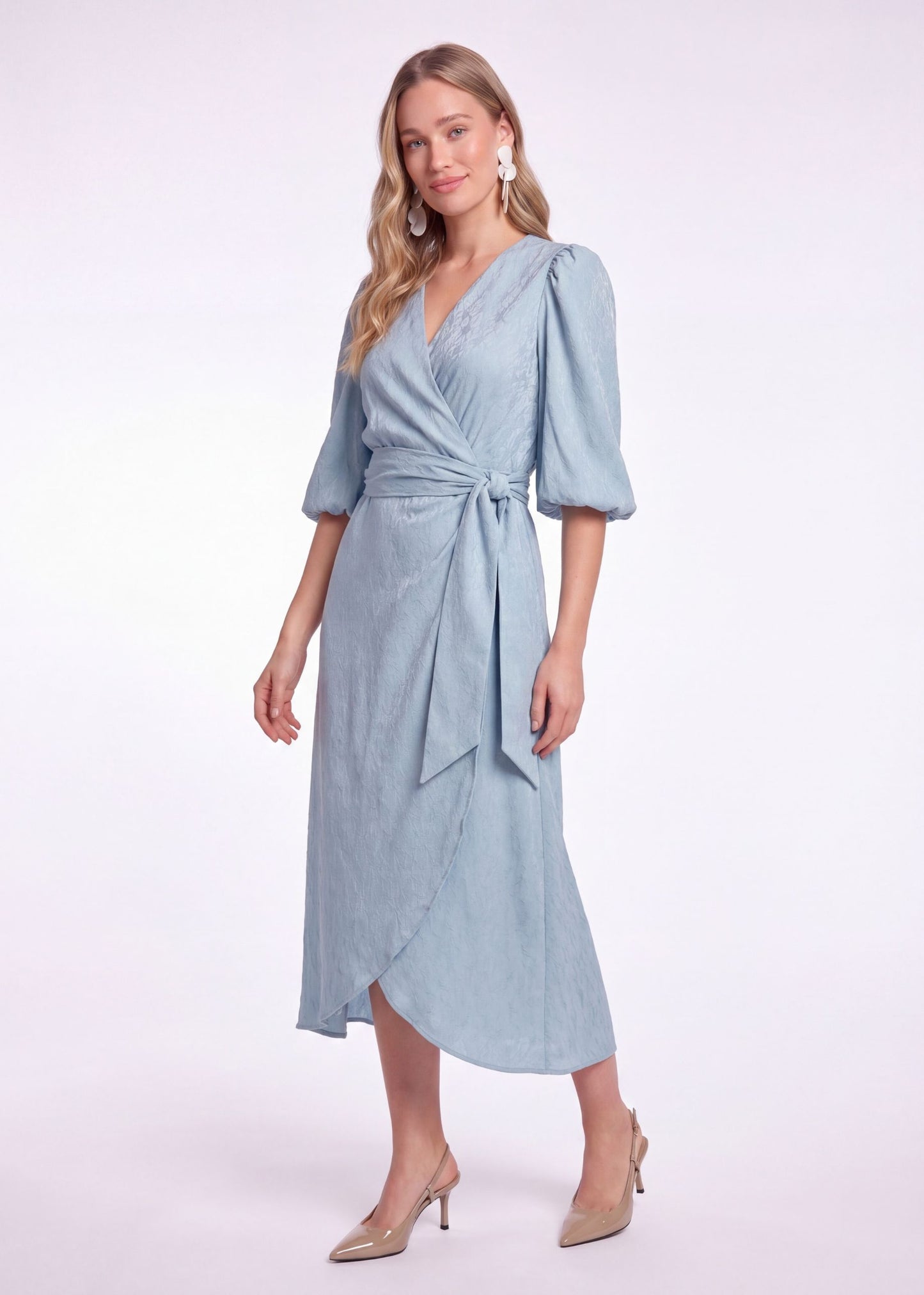 Blossom Midi Jurk - Lichtblauw