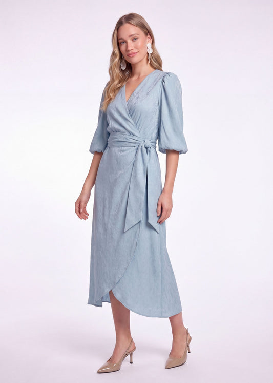 Blossom Midi Jurk - Lichtblauw