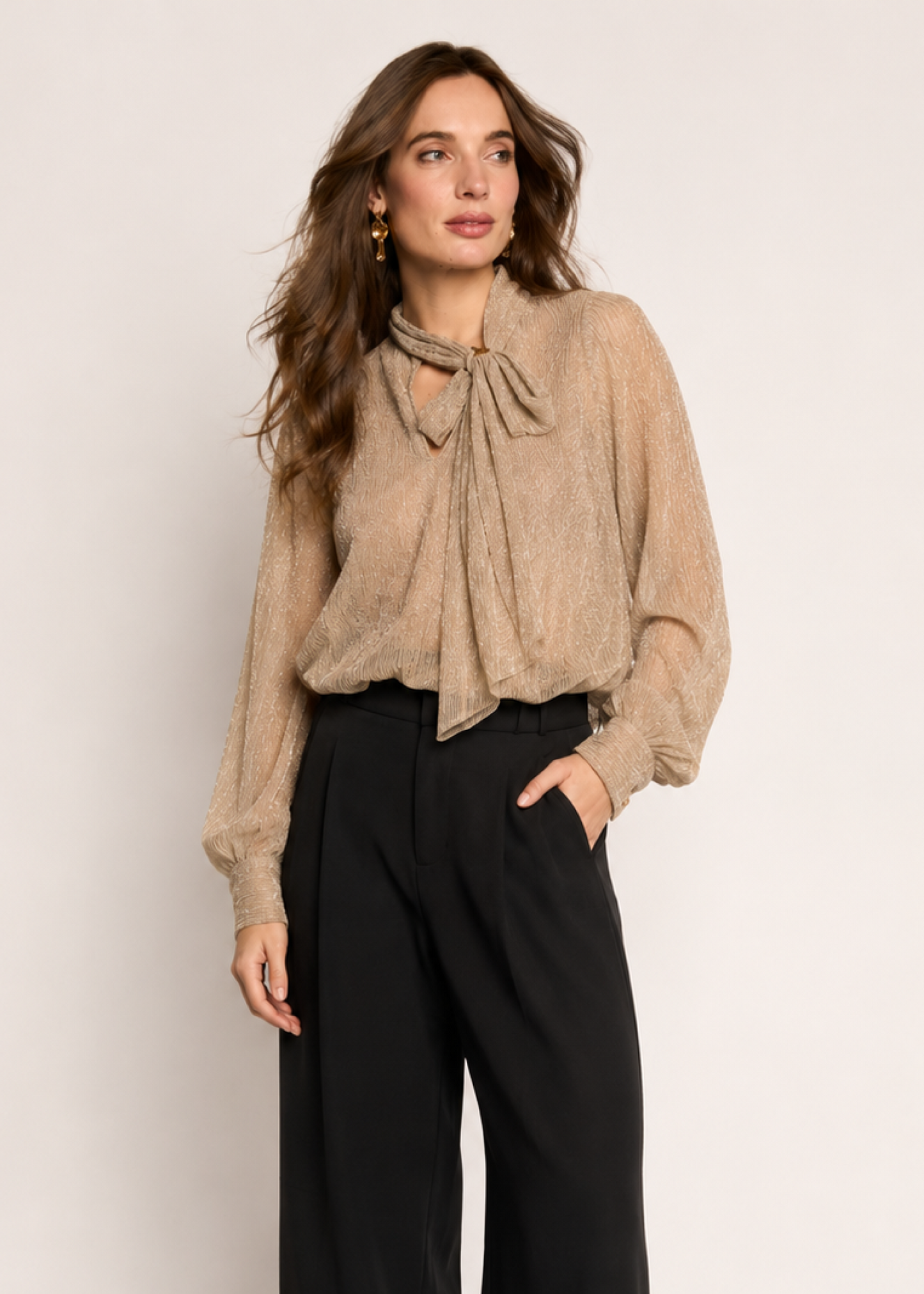 Bodile Bow Blouse - Golden Sparkle