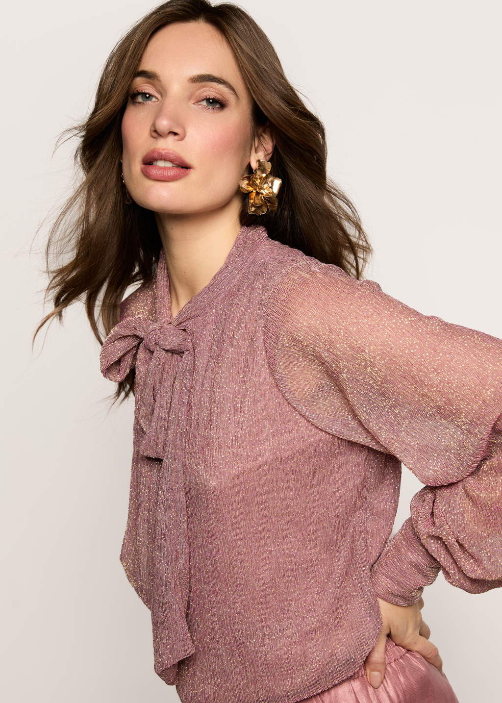 Bodile Bow Blouse - Sparkling Rose