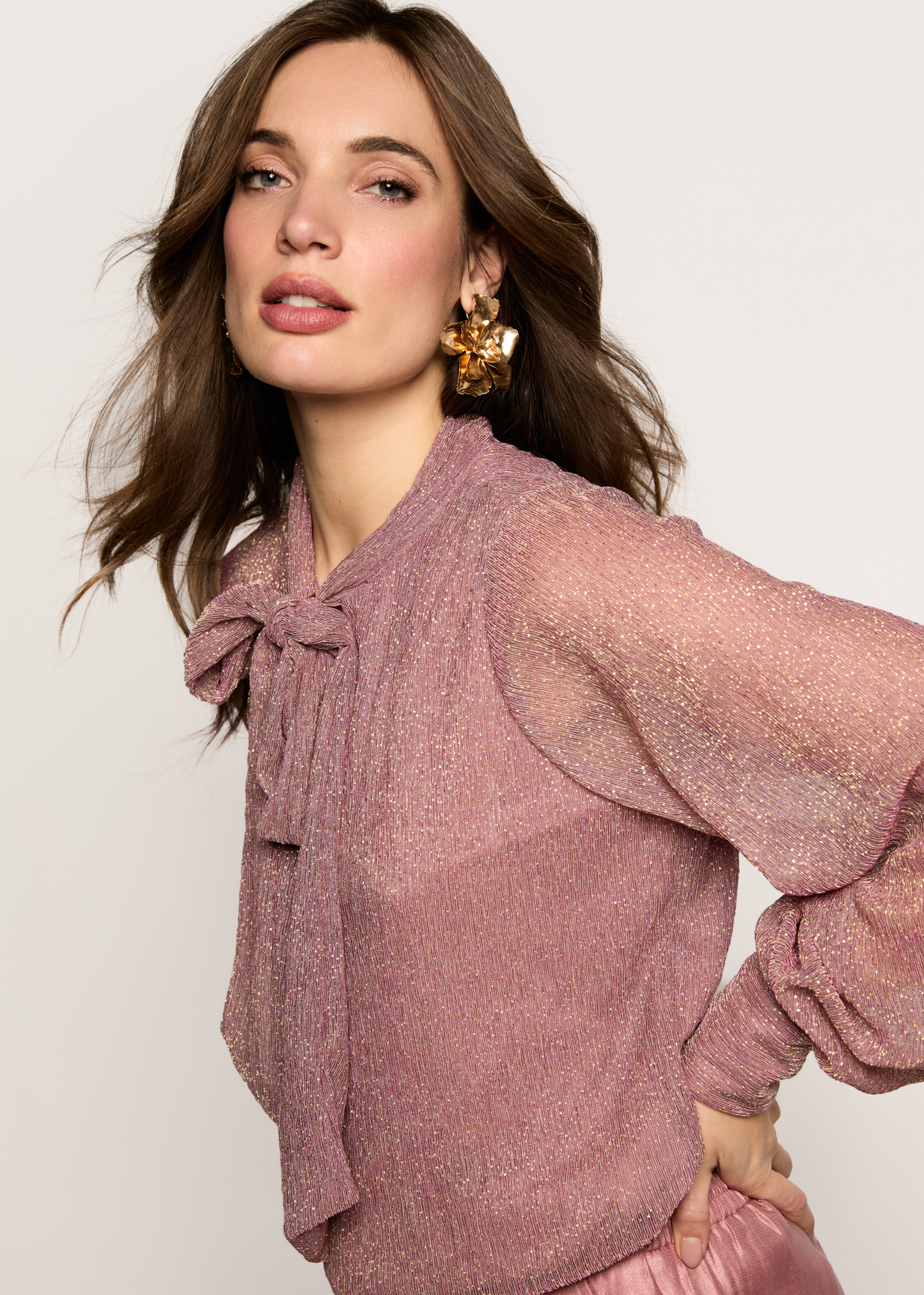 Bodile Bow Blouse - Sparkling Rose