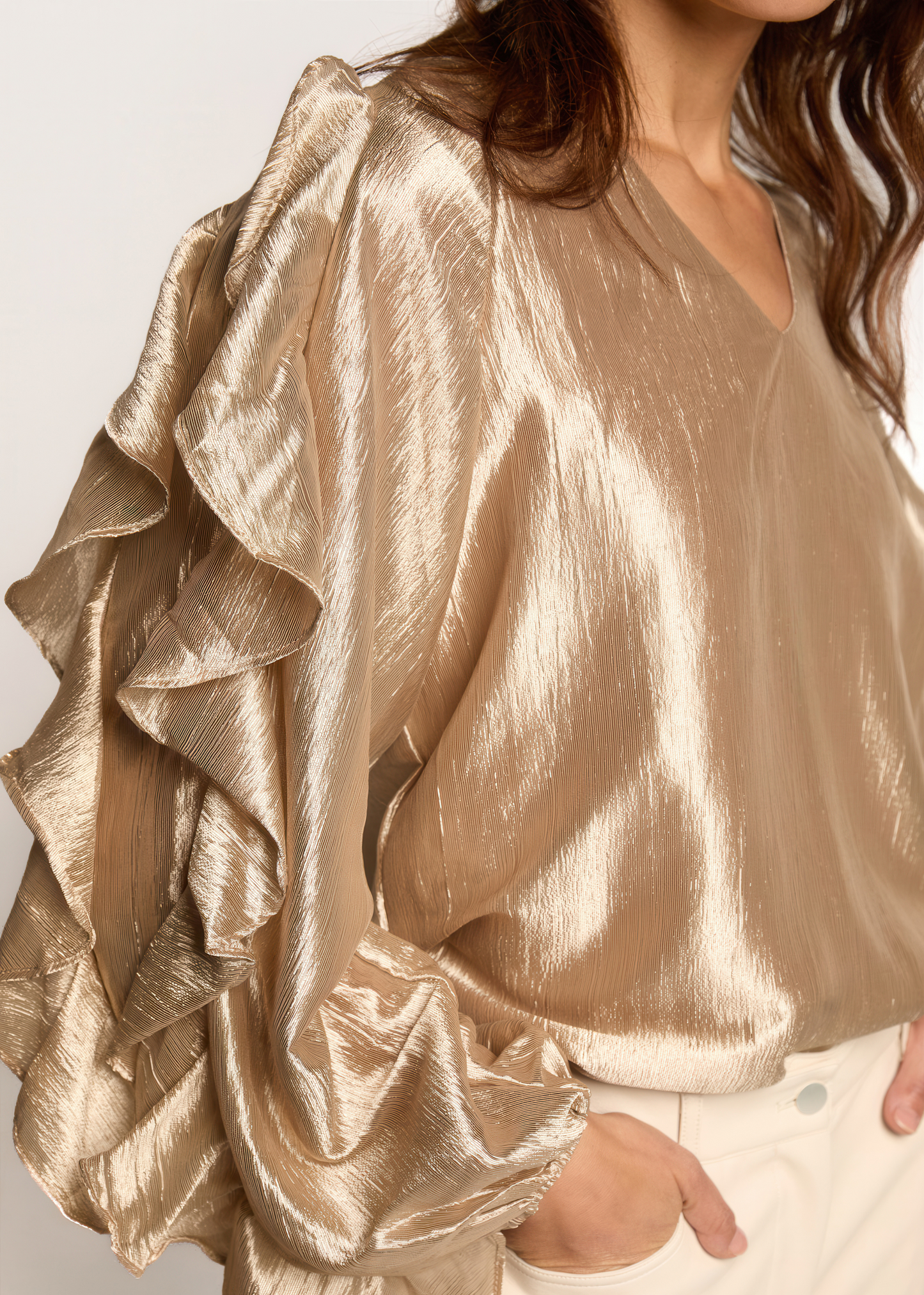 Bolera Ruffle Blouse - Light Caramel