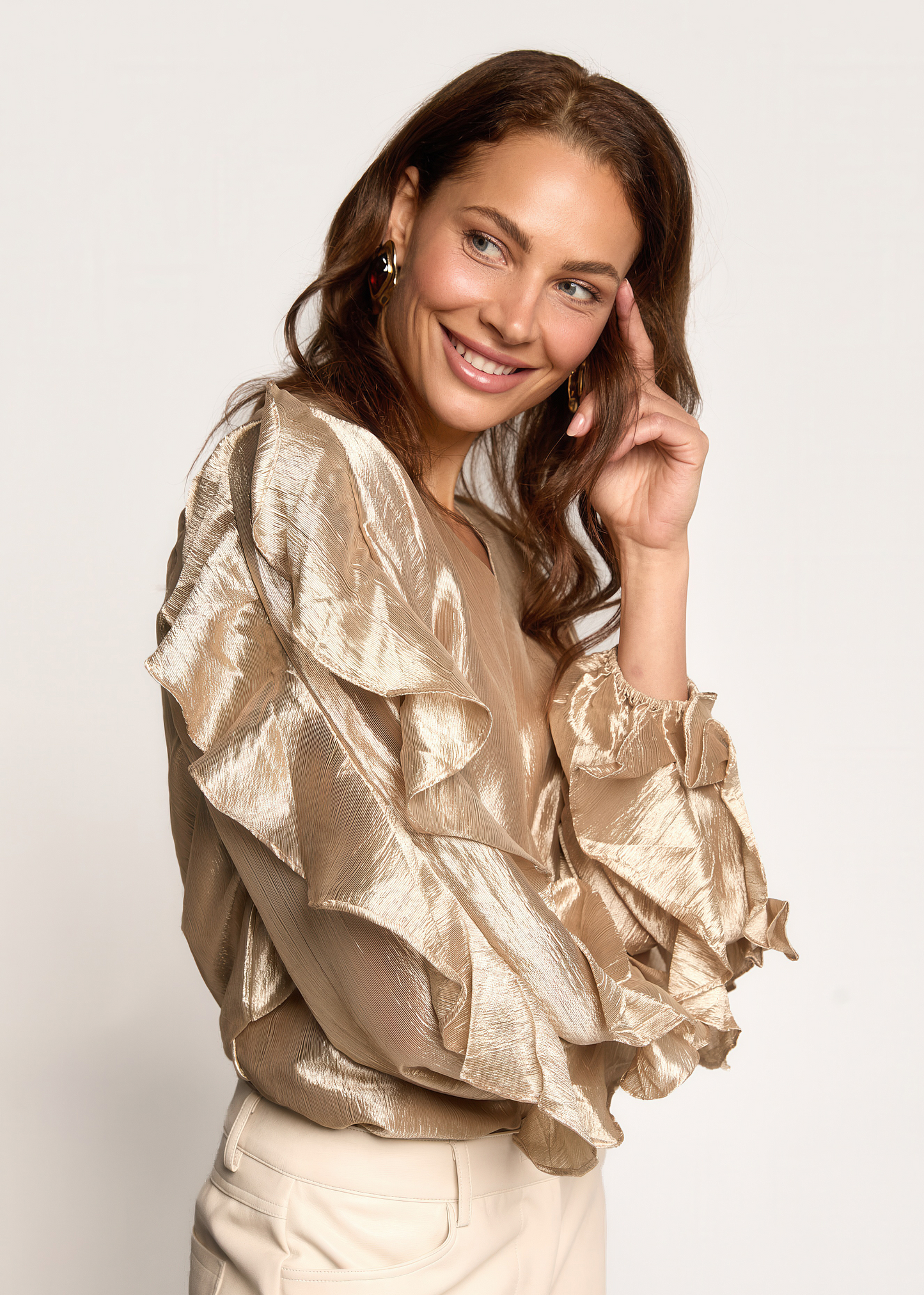 Bolera Ruffle Blouse - Light Caramel