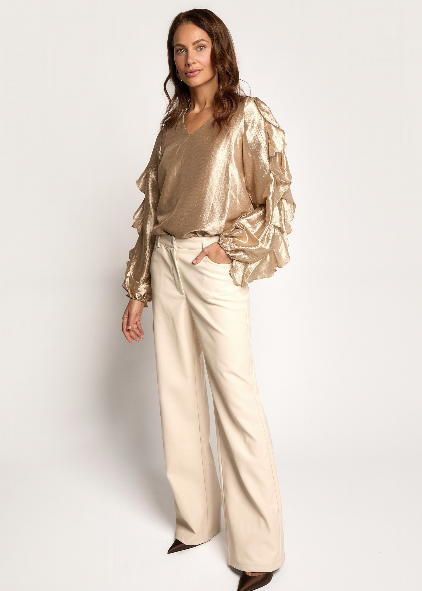 Bolera Ruffle Blouse - Light Caramel