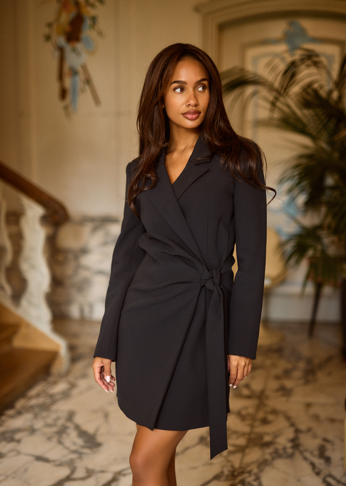 Driven Wrap Jurk - Zwart