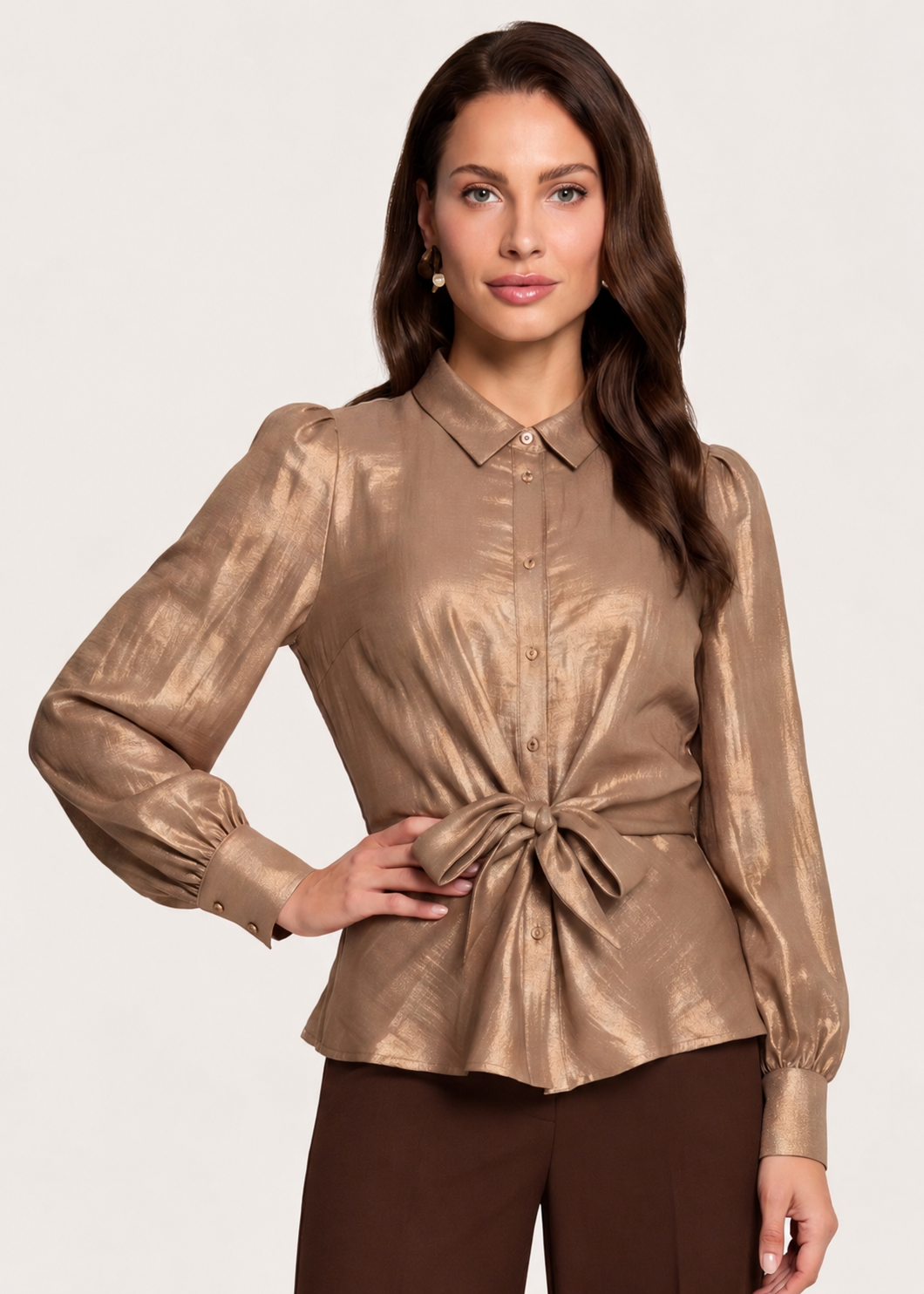 Telia Glimmende Blouse - Glitter Caramel