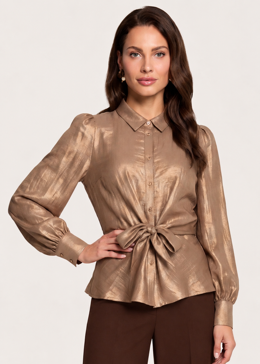 Telia Glimmende Blouse - Glitter Caramel