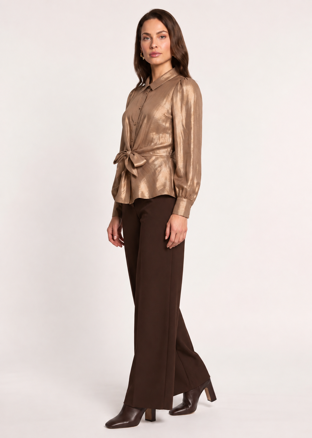 Telia Glimmende Blouse - Glitter Caramel