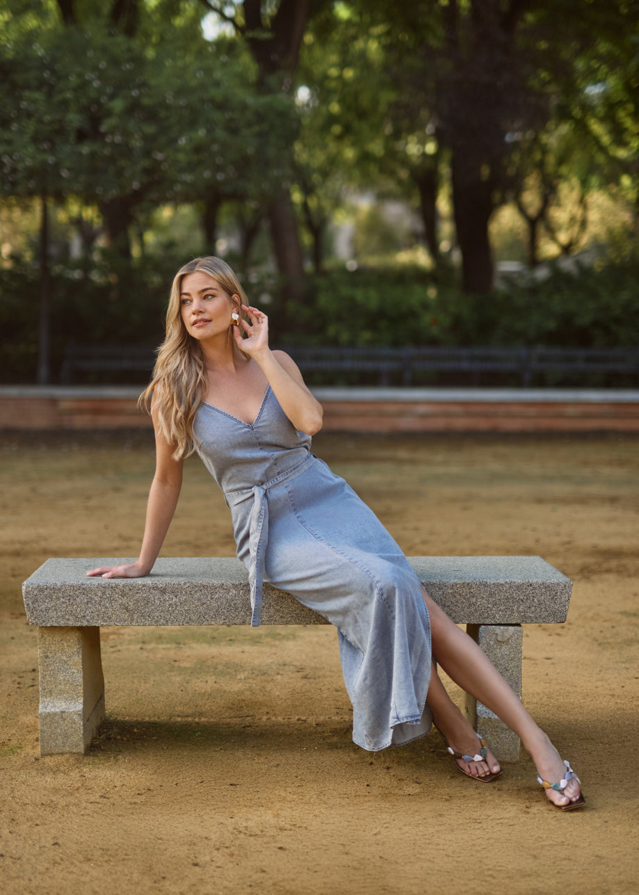 Chrissie Tencel Dress - Pearl Blue