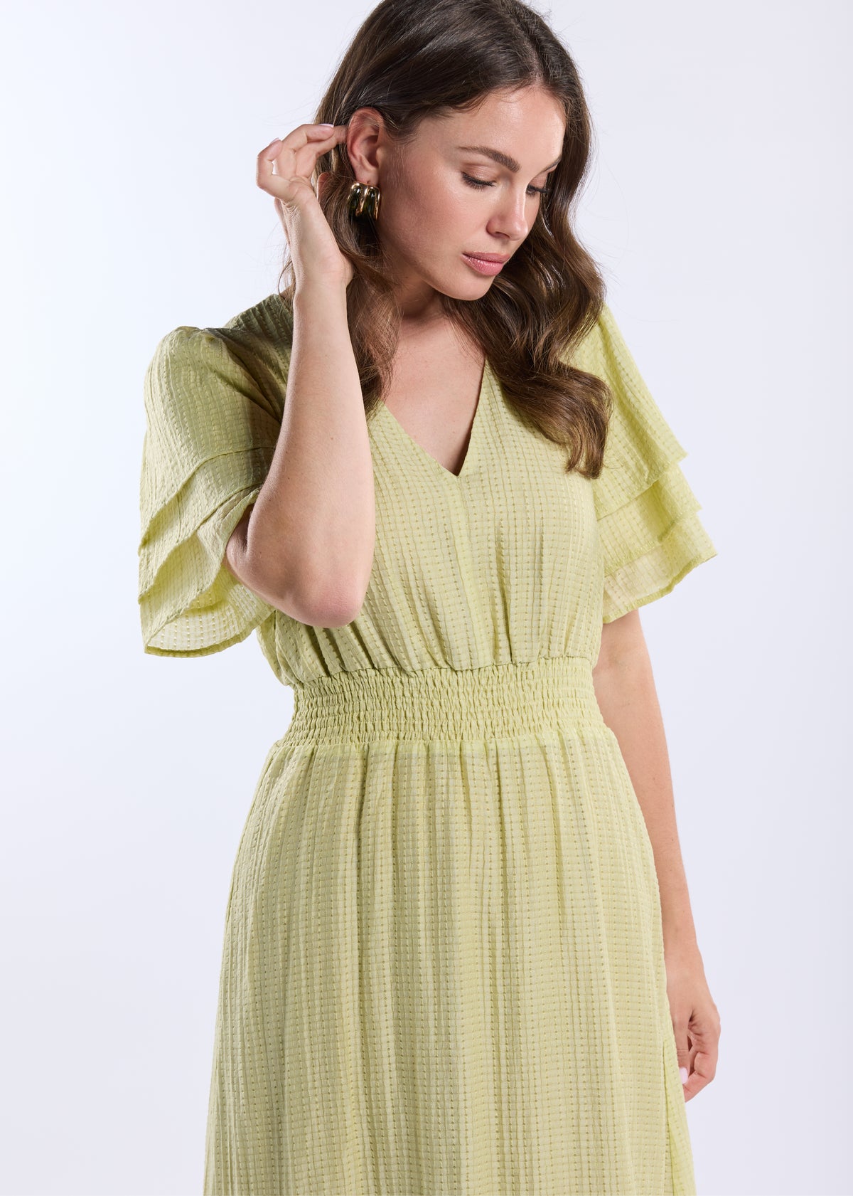 Danic Short Sleeve Dress - Avocado Green