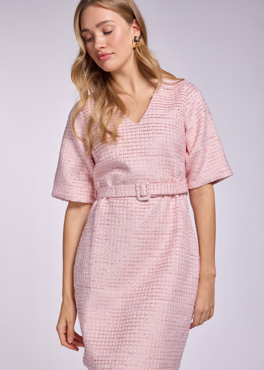 Danique Short Sleeve Dress - Powder Blush
