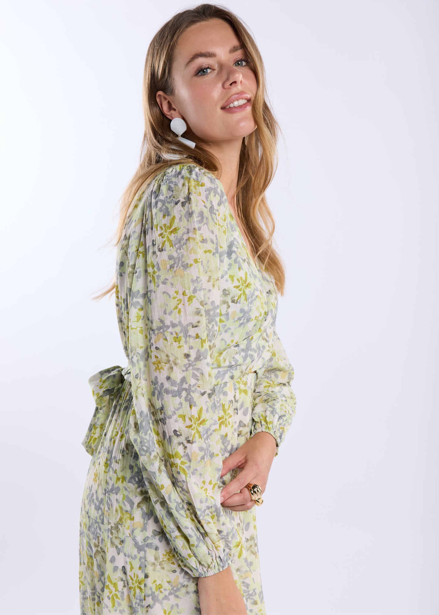 Delilah Jurk Lange Mouw - Flower