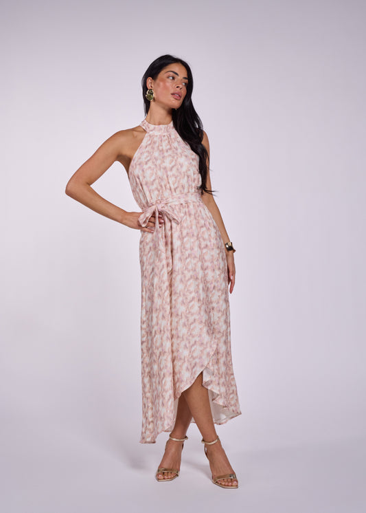 Domi Halter Midi Dress - Powder Blush