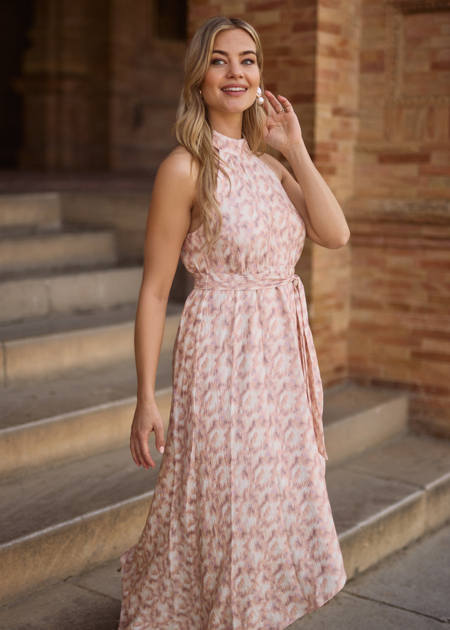 Domi Halter Midi Dress - Powder Blush