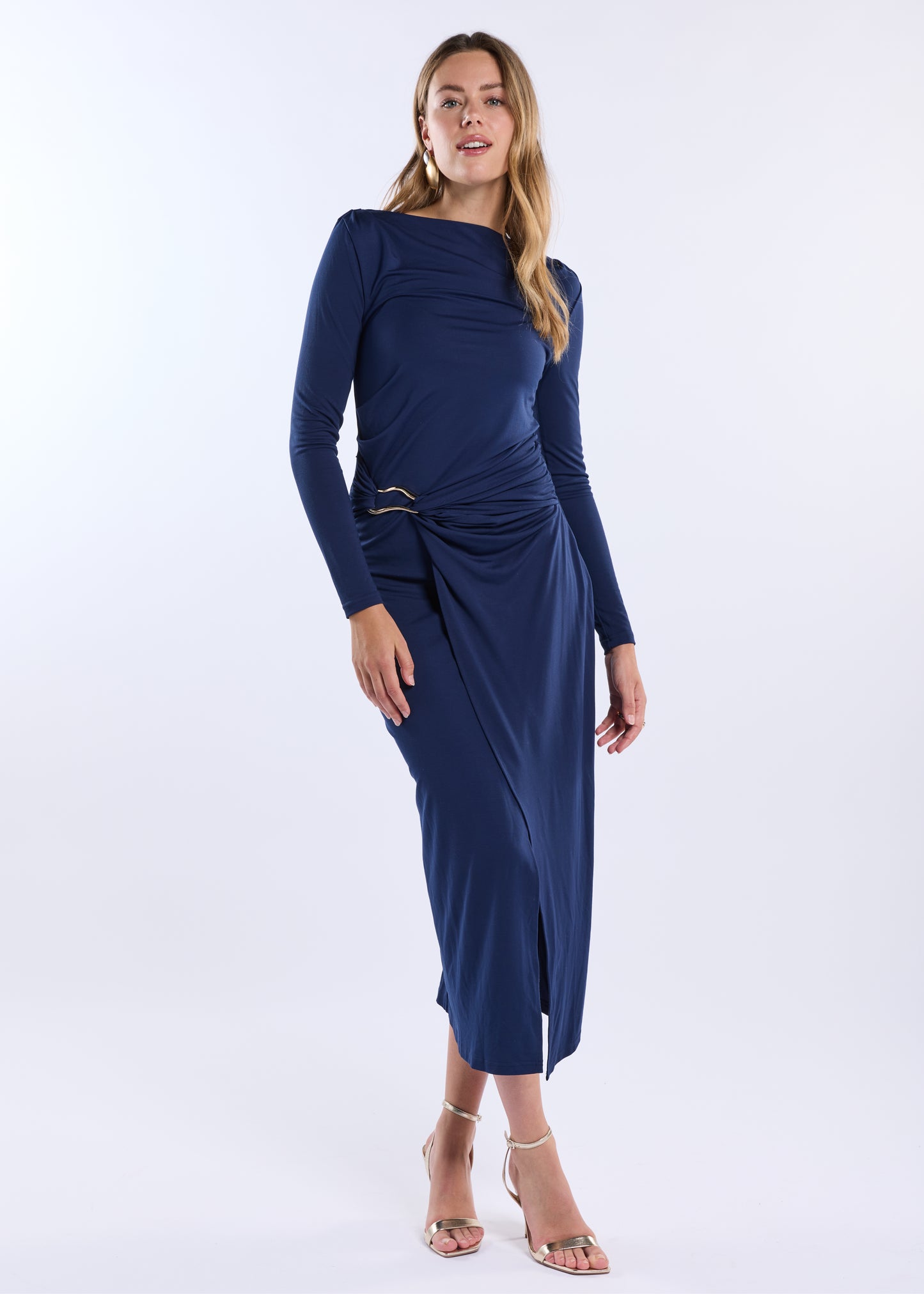 Donne Long Sleeve Dress - Navy Blue