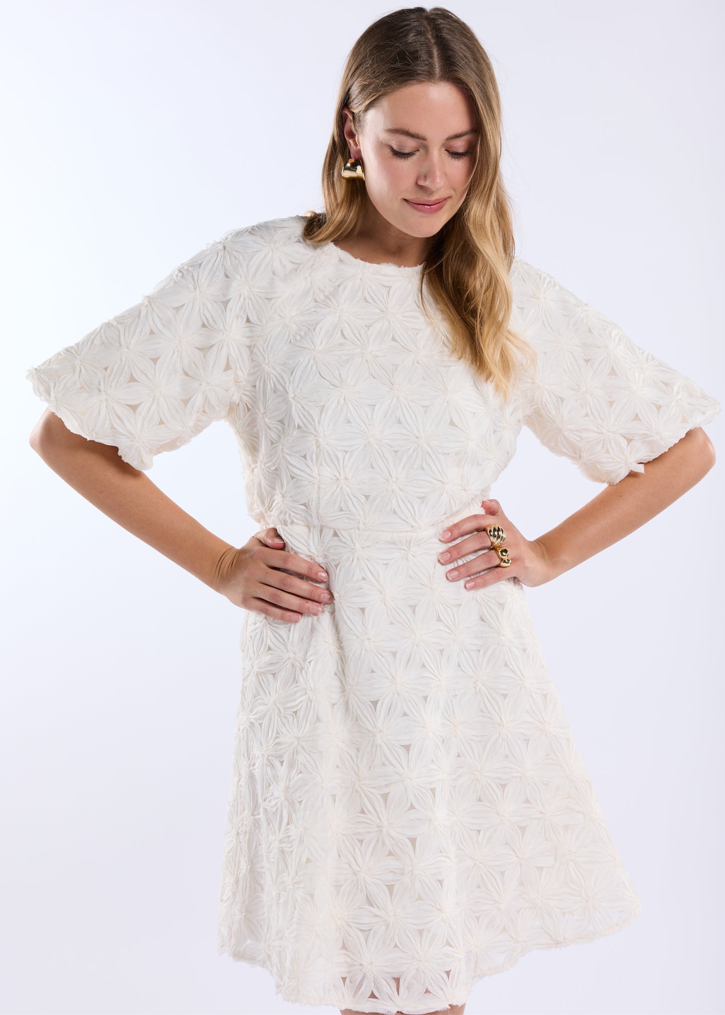 Dottie Jurk Korte Mouw - Off-White