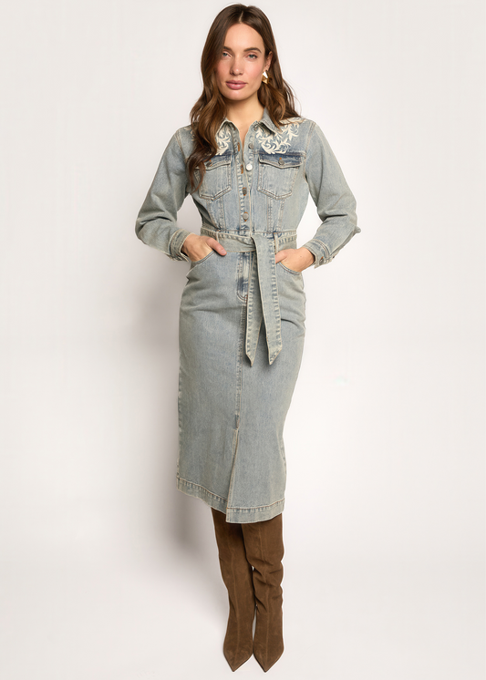 Danya Denim Jurk - Dirty Blue