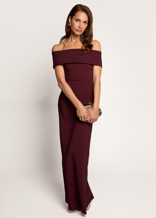 Dasha Off-Shoulder Maxi Dress - Burgundy