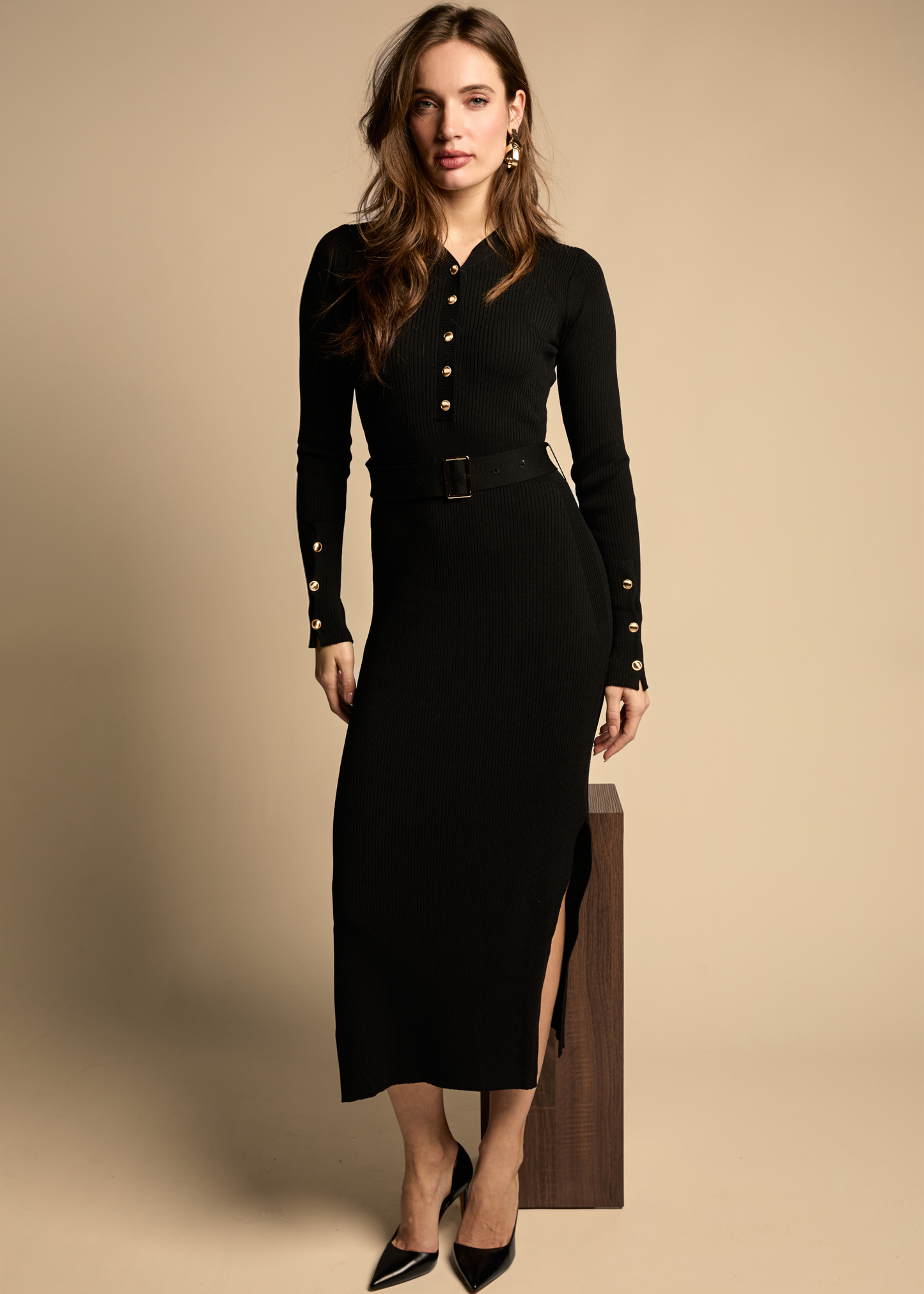 Dazzling Knit Dress - Black