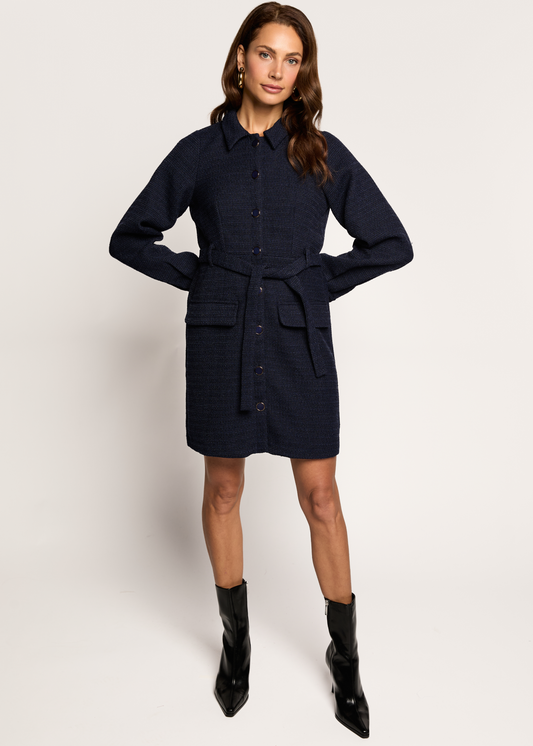 Dean Boucle Jurk - Midnight Navy