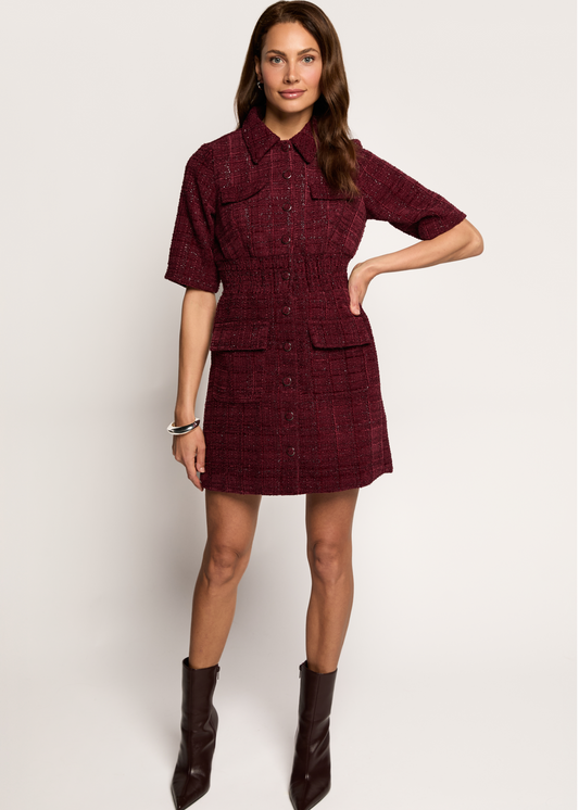 Deluxe Boucle Jurk - Burgundy