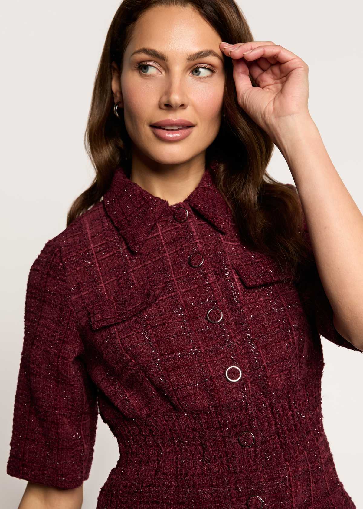 Deluxe Boucle Dress - Burgundy
