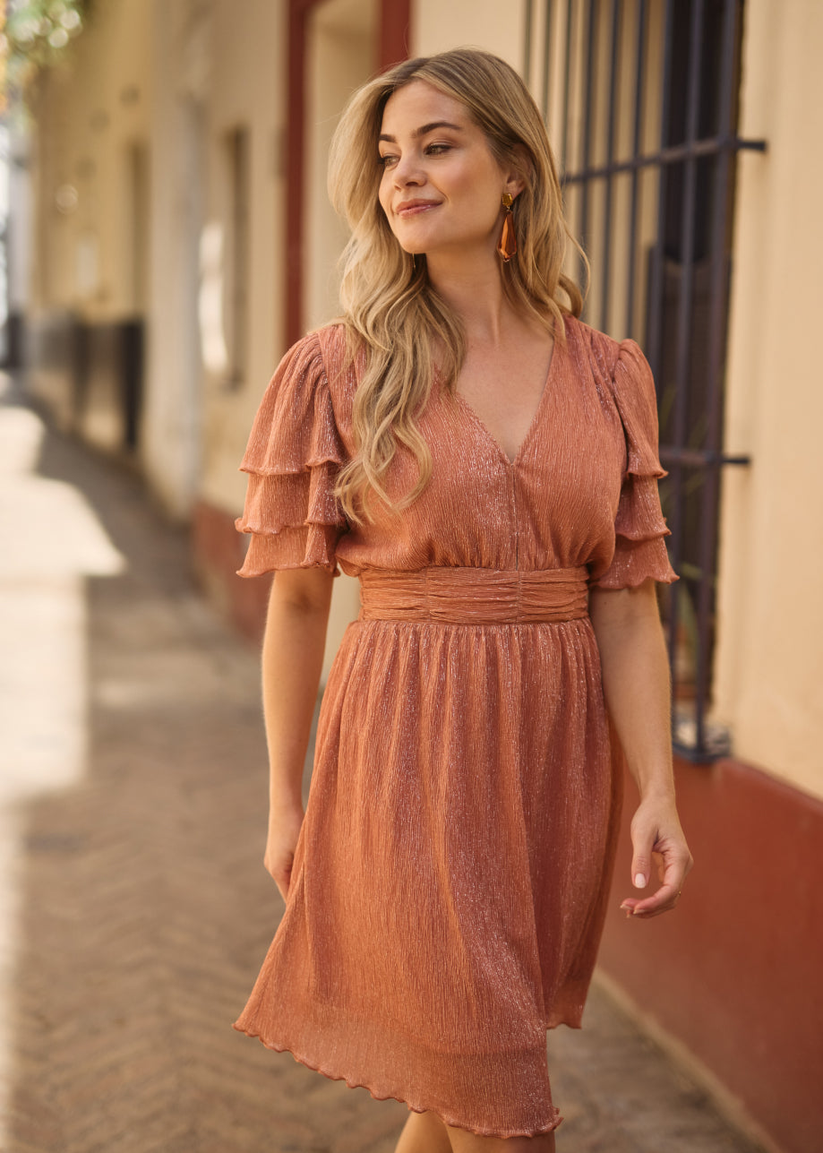 Delvera Flowy Dress - Melon