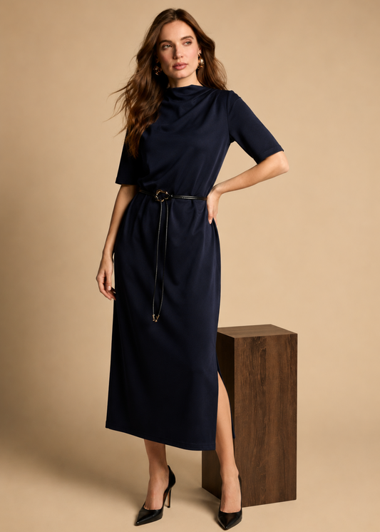 Devoted Midi Jurk - Midnight Navy