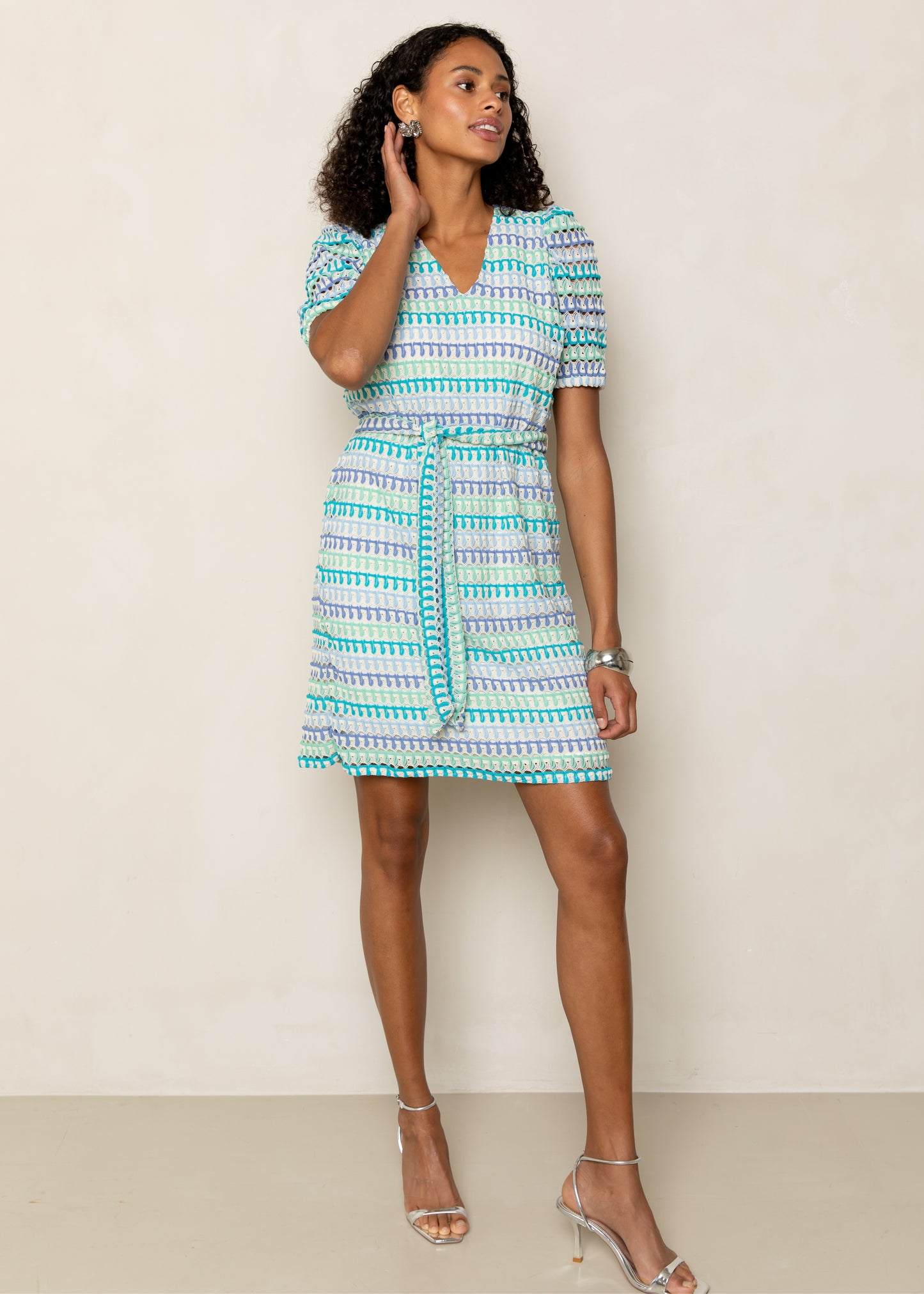 Dion Ss Dress Multi Blue