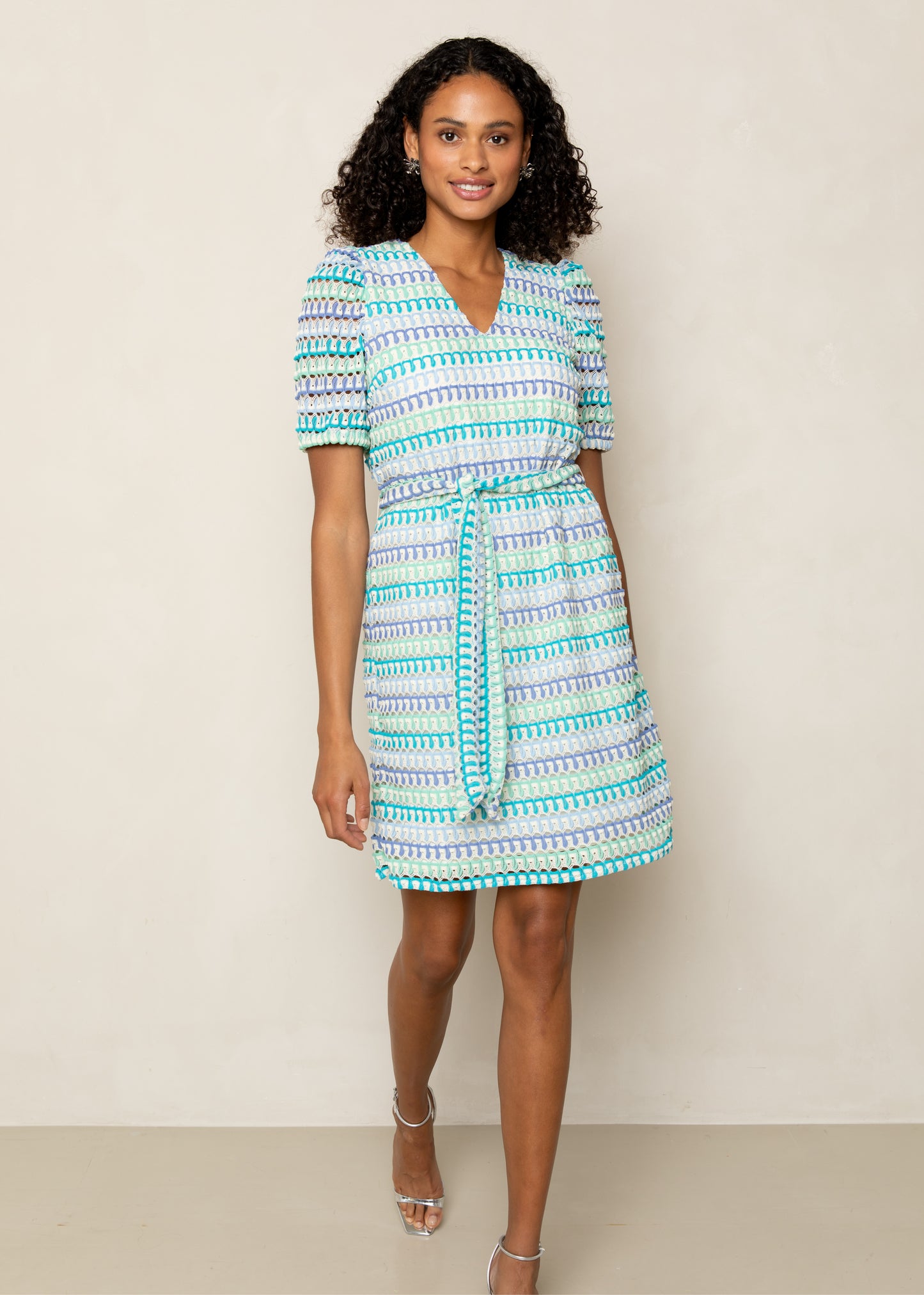 Dion Ss Dress Multi Blue