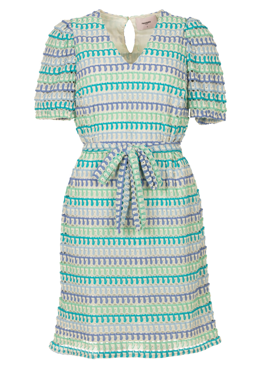 Dion Ss Dress Multi Blue