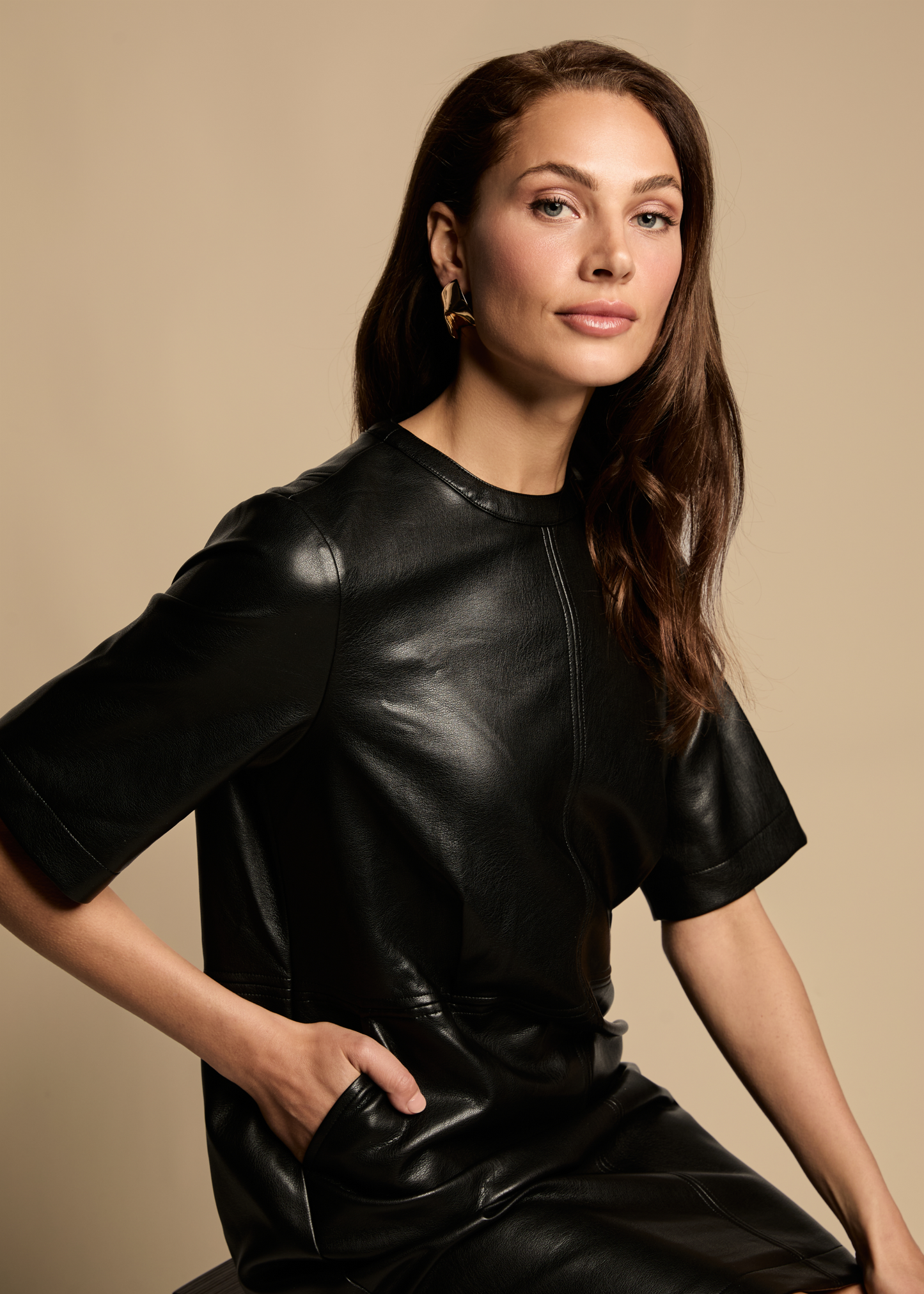 Divine Faux Leather Dress - Black