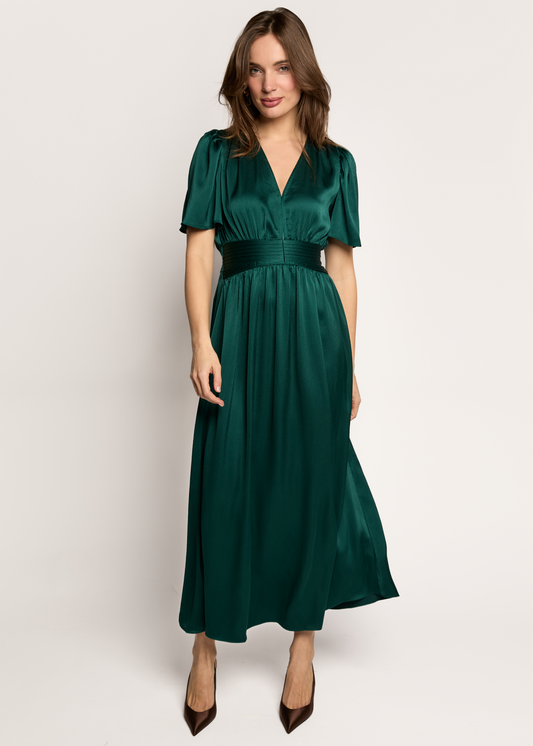 Domia Short Sleeve Dress - Teal Green