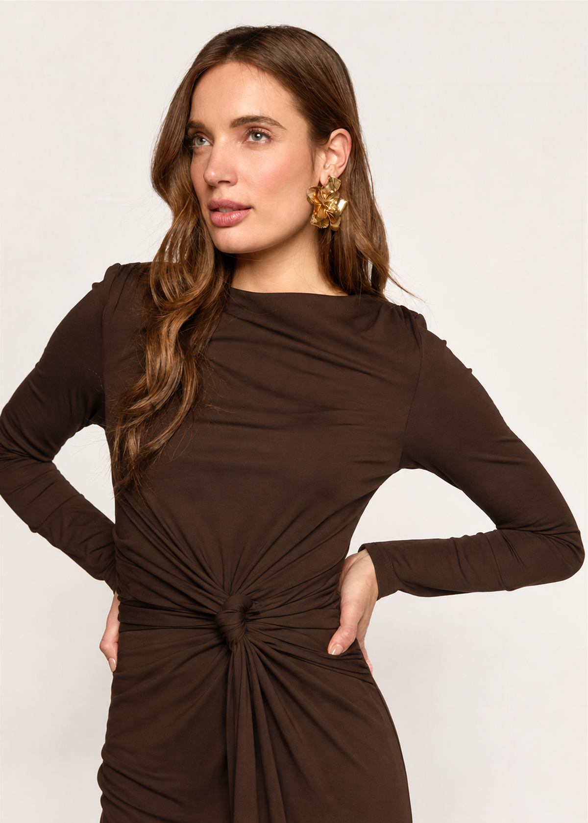 Donne Long Sleeve Dress - Dark Chocolate