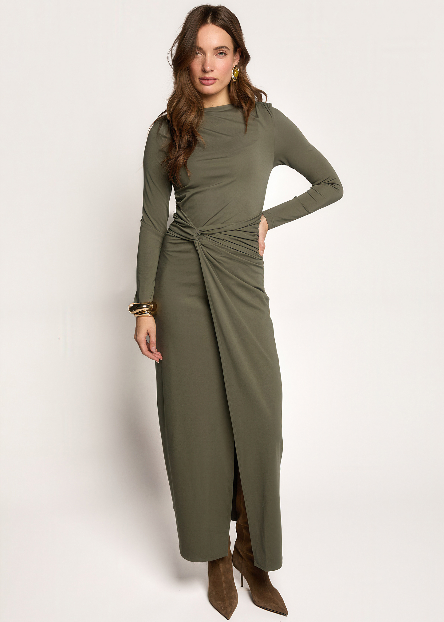 Donne Lange Mouw Jurk - Dark Seagrass
