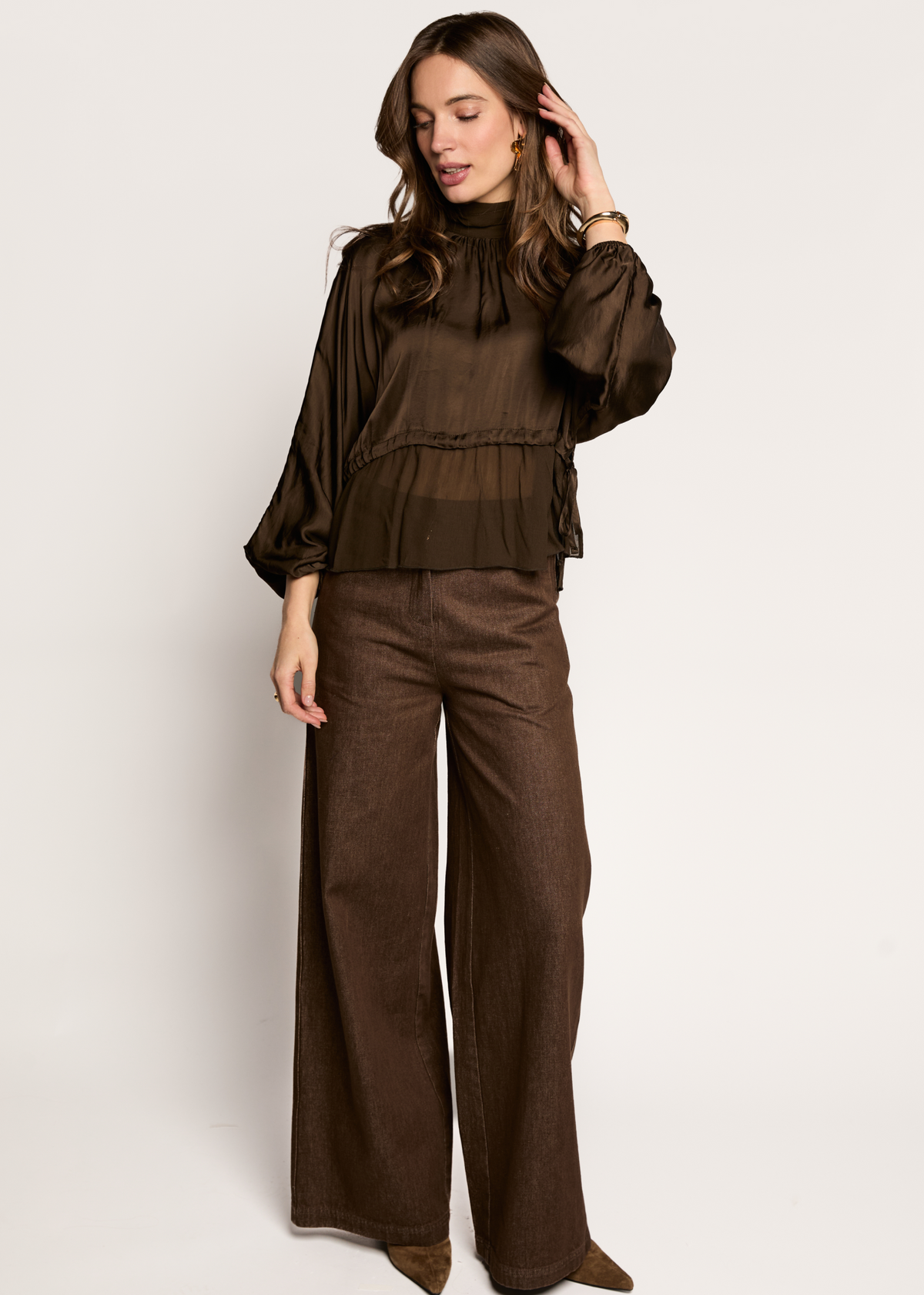 Bibiana Layered Blouse - Dark Chocolate