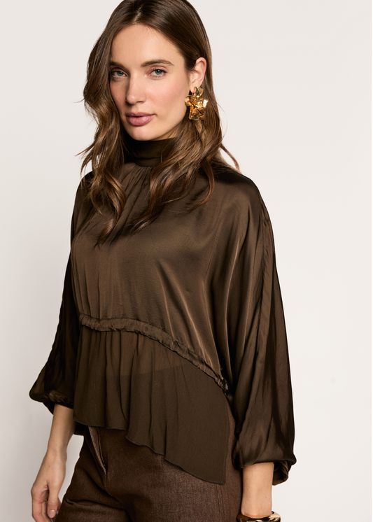 Bibiana Layered Blouse - Dark Chocolate